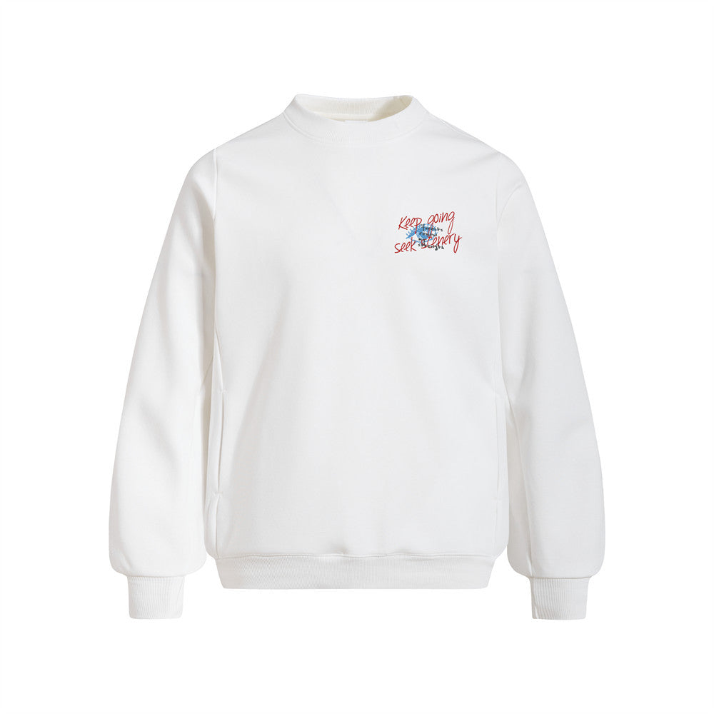 Men's Loose Fit Crewneck Graffiti Print Sweatshirt with Side Pockets