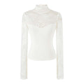 Lace Spliced Cut-Out Stand Collar Crop Women's T-Shirt