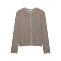Long Sleeve Knit Cardigan Jacket with Lace Trim and Button Closure