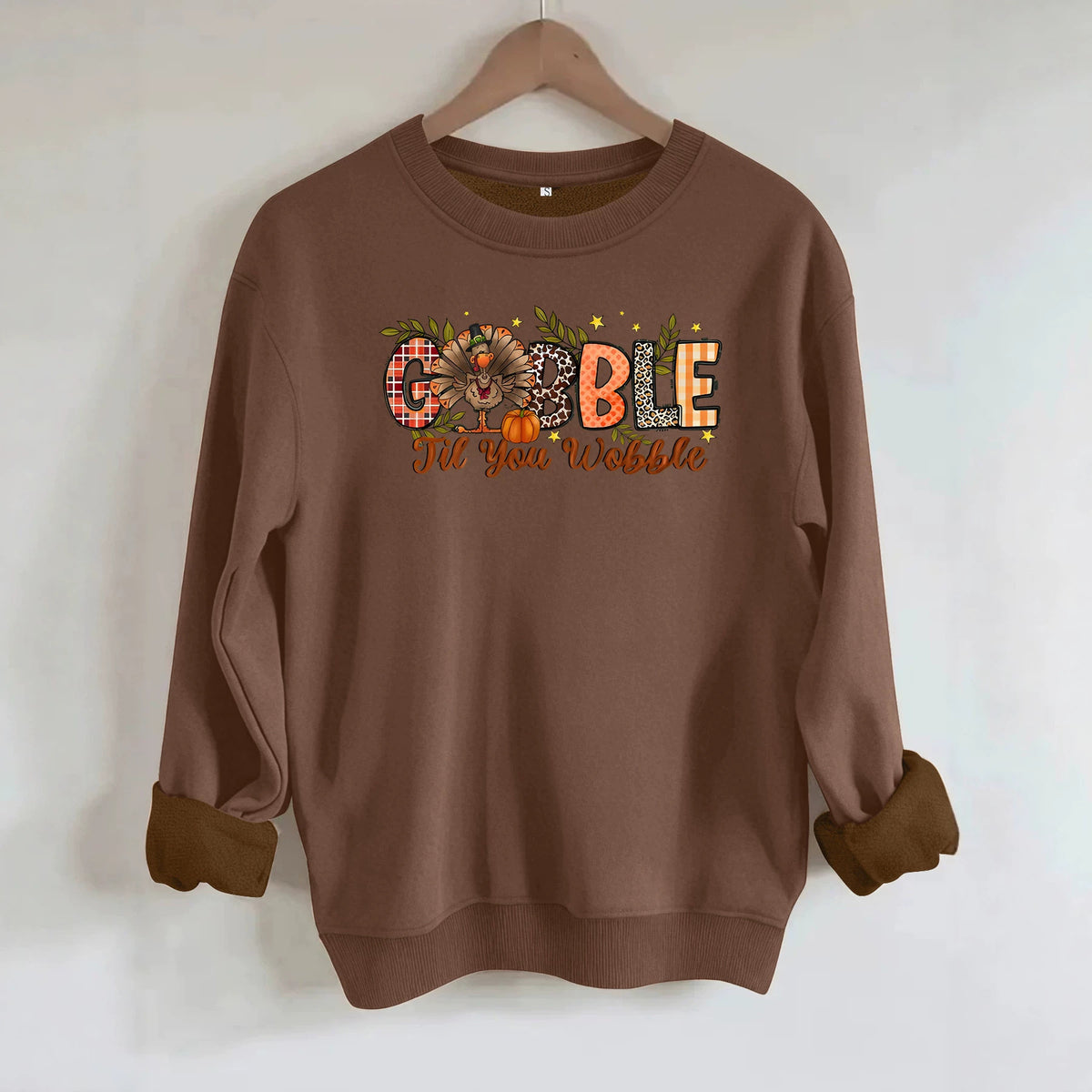 Turkey print loose fleece hoodie
