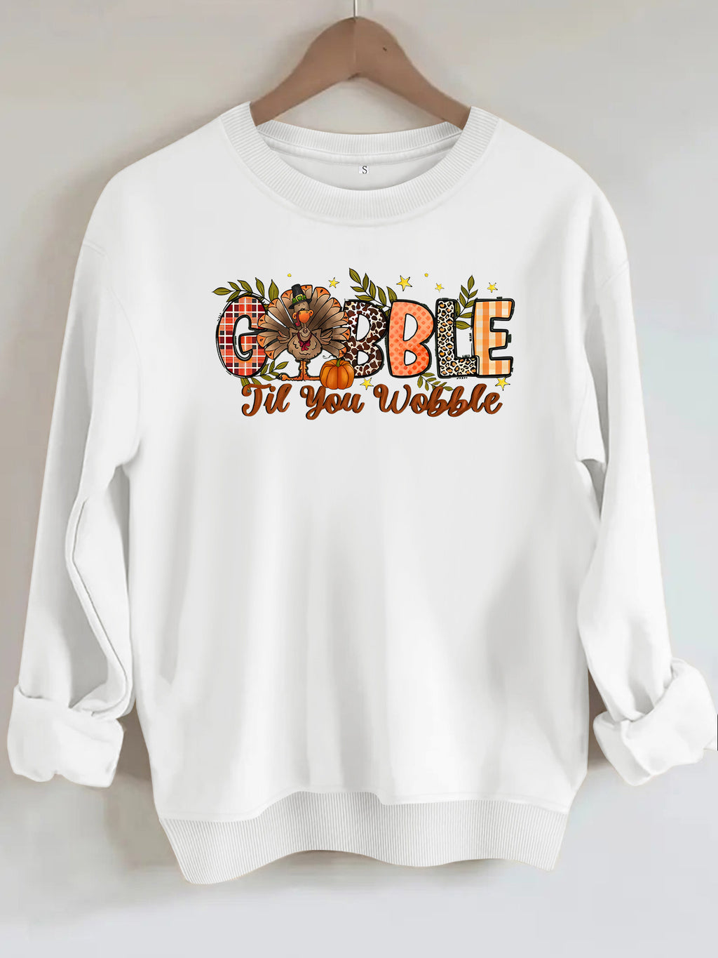 Turkey print loose fleece hoodie