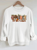 Turkey print loose fleece hoodie