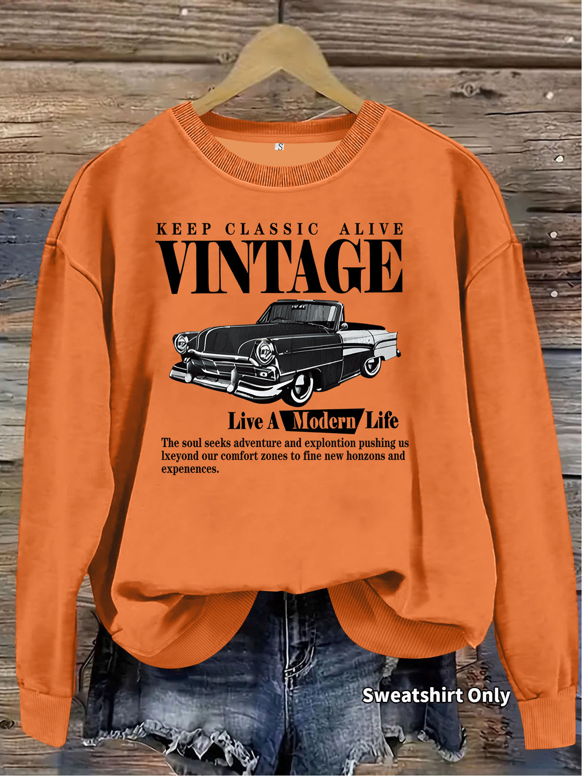 Printed loose base long sleeved fleece sweatshirt