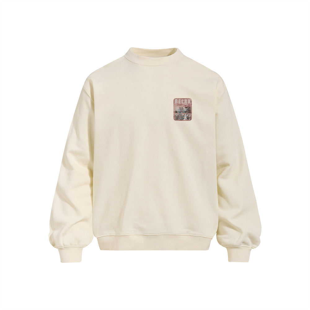 Men's  Rap Guitar Portrait Print Crewneck Sweatshirt, Loose Fit Heavyweight Casual Pullover