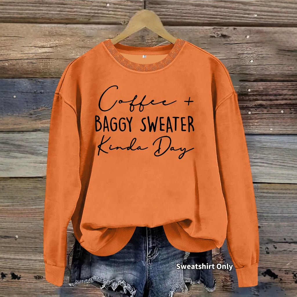 Letter printed round neck long sleeved sweatshirt