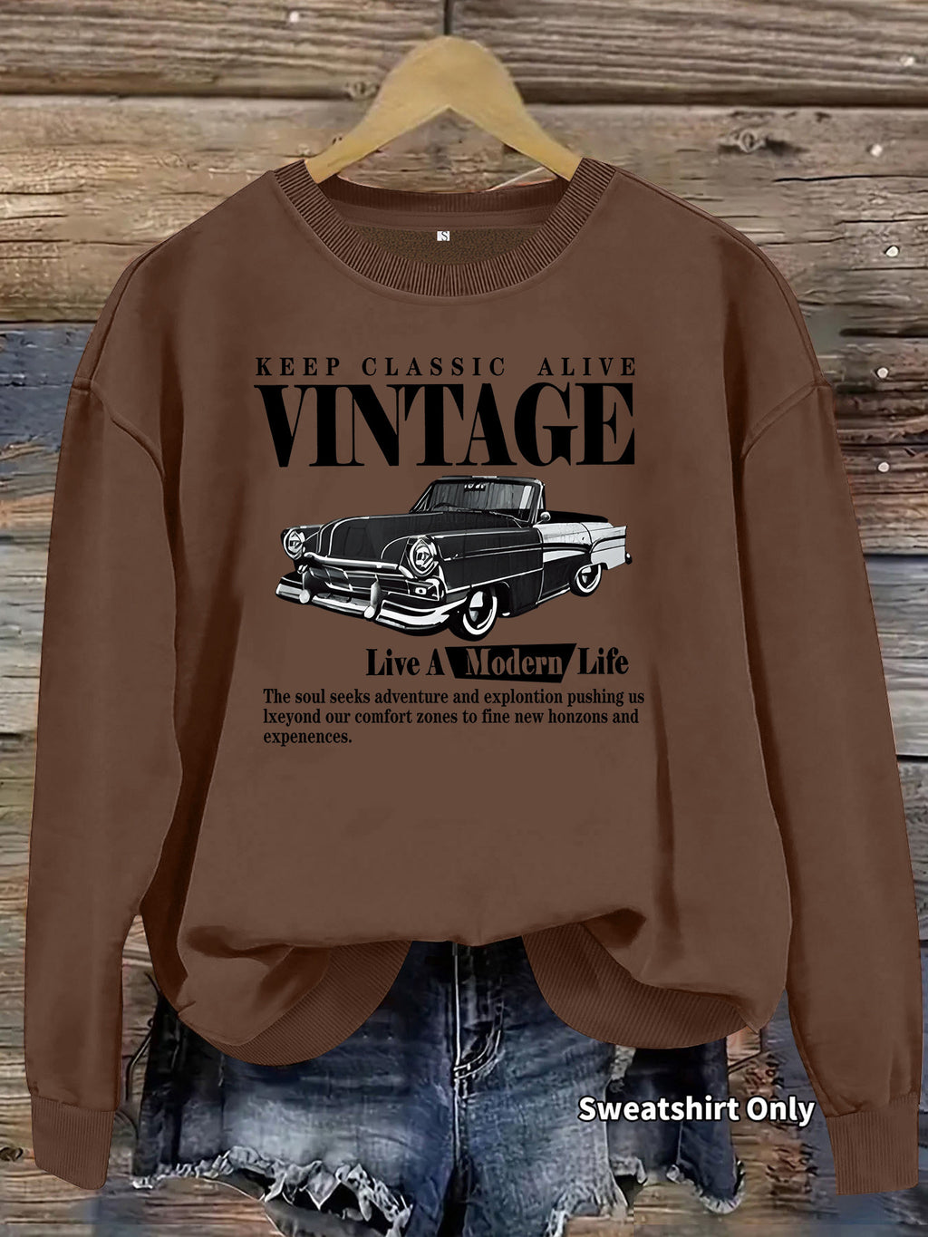 Printed loose base long sleeved fleece sweatshirt