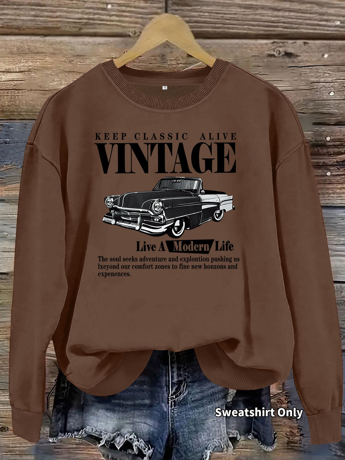 Printed loose base long sleeved fleece sweatshirt