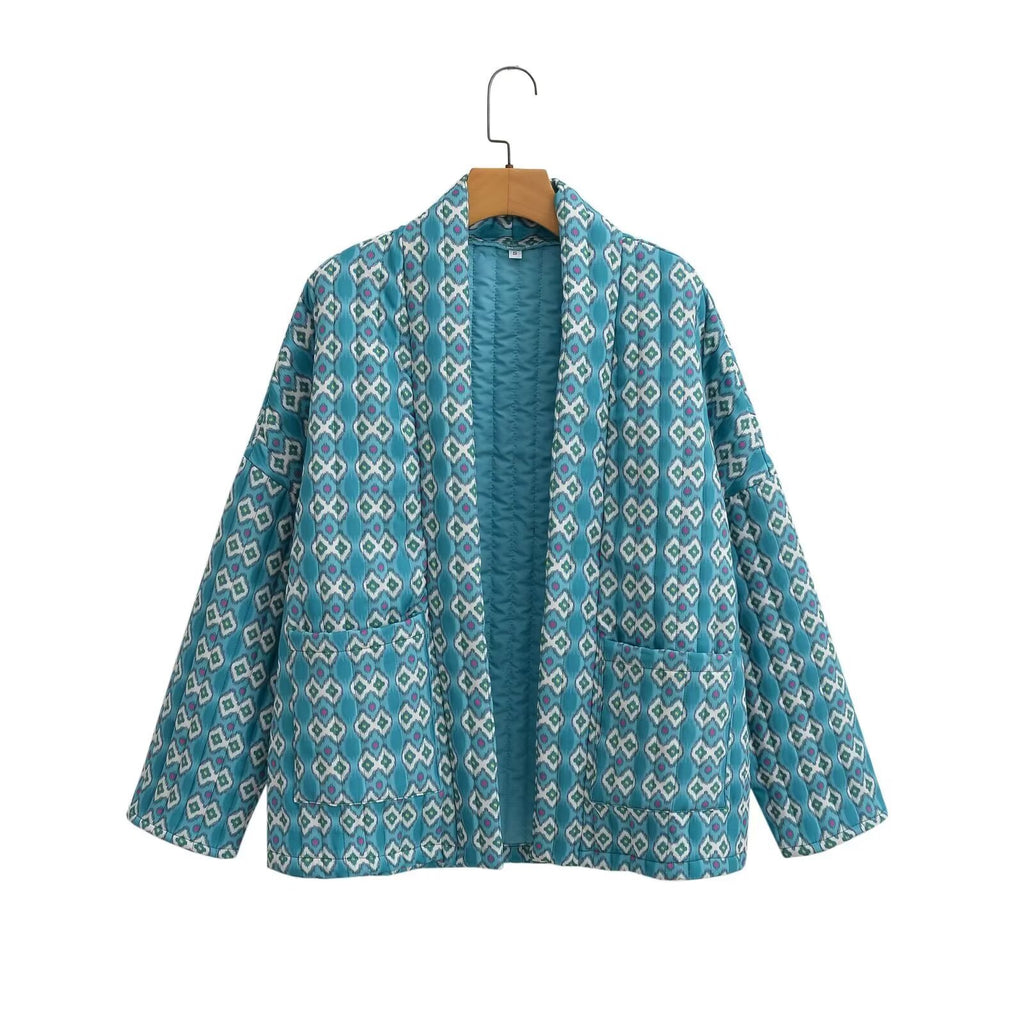 Quilted Cotton Jacket for Women Loose Casual Coat