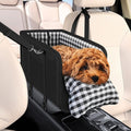 Car Mounted Pet Car Seat – Portable Small Dog Grid Seat with Soft Cushion & Seat Belt, Dog Car Accessories