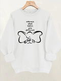 Pattern printed round neck fleece hoodie