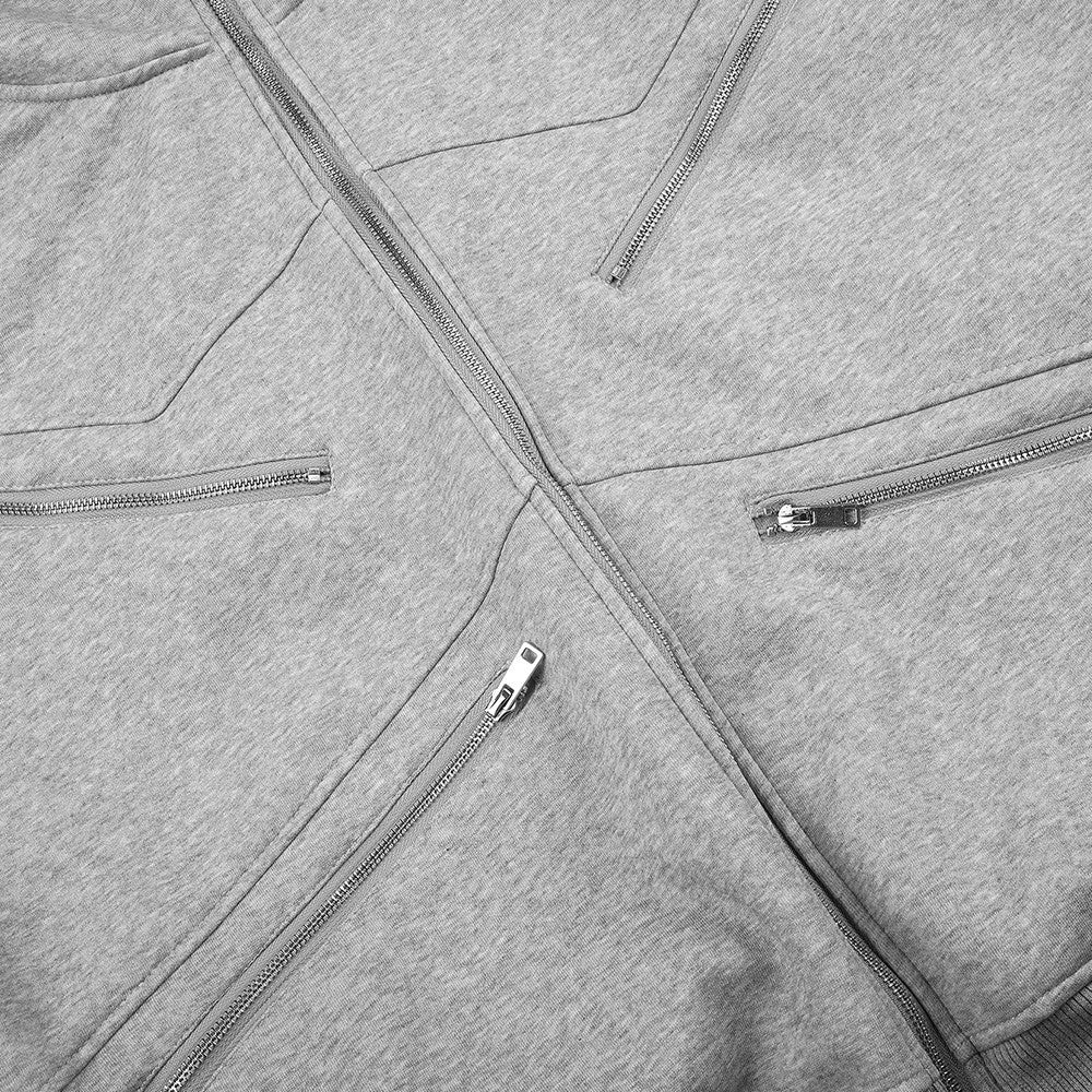 Men's Casual Hooded Jacket with Multi-Zipper Design, Loose Fit Solid Color Outerwear