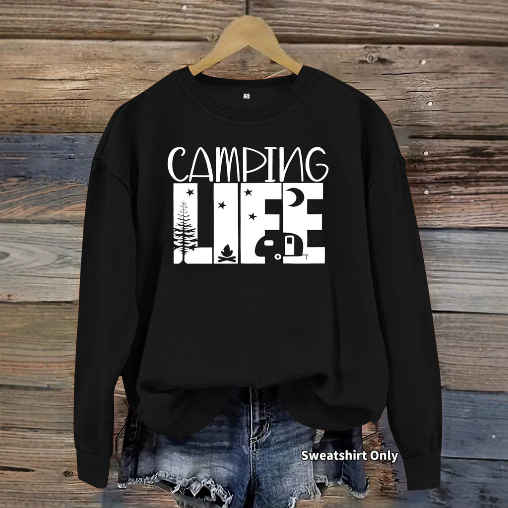 Round neck shirt with star moon letter print hoodie