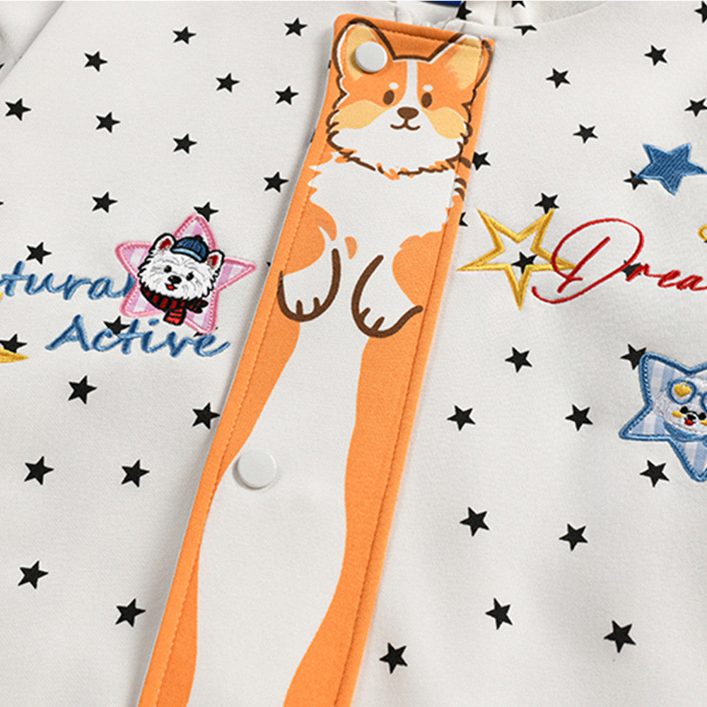 Men's High Street Star All-Over Print Hooded Cardigan Sweatshirt