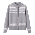 Slim Fit Cropped Fair Isle Pattern Long Sleeve Mock Neck Knit Cardigan