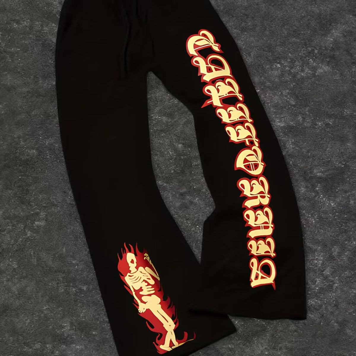 Dark Gothic Letter Print Loose Wide-leg Drawstring Unisex Sweatpants