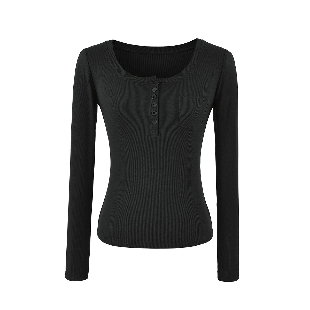 Minimalist Slim Fit Long Sleeve U-Neck T-Shirt