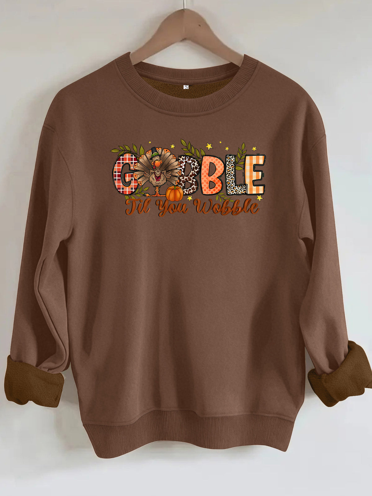Turkey print loose fleece hoodie