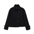 Versatile solid color long sleeved stand up collar jacket