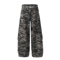 Camouflage Cargo Jeans Women Retro Multi-pocket Wide-leg Deconstructed Banana Knife Pants