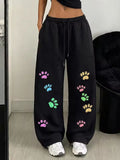 Print Wide Leg Drawstring Sweatpants
