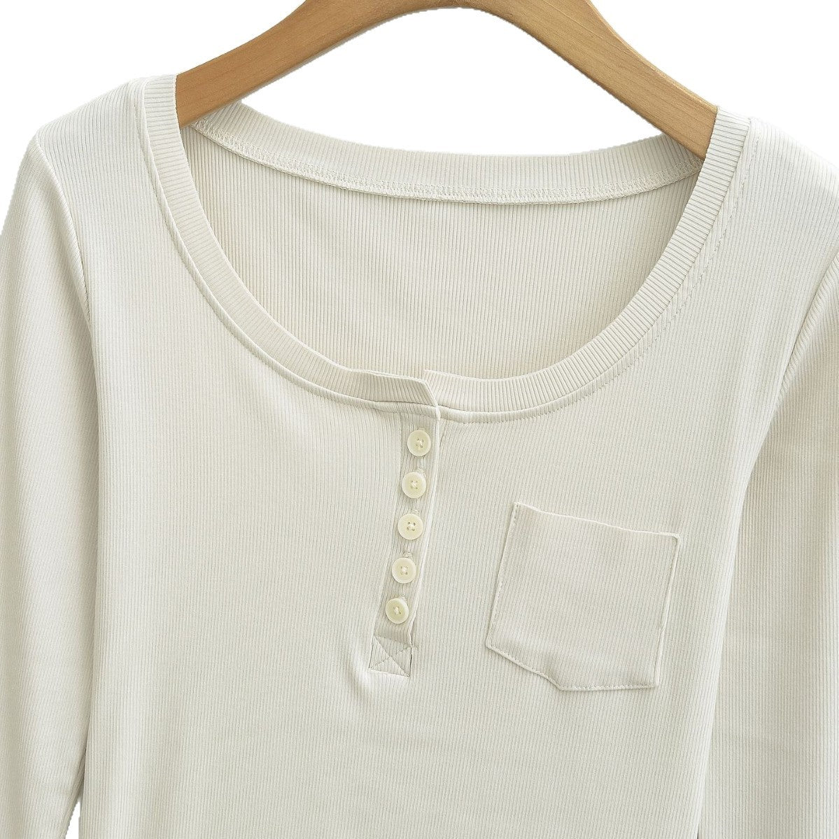 Minimalist Slim Fit Long Sleeve U-Neck T-Shirt