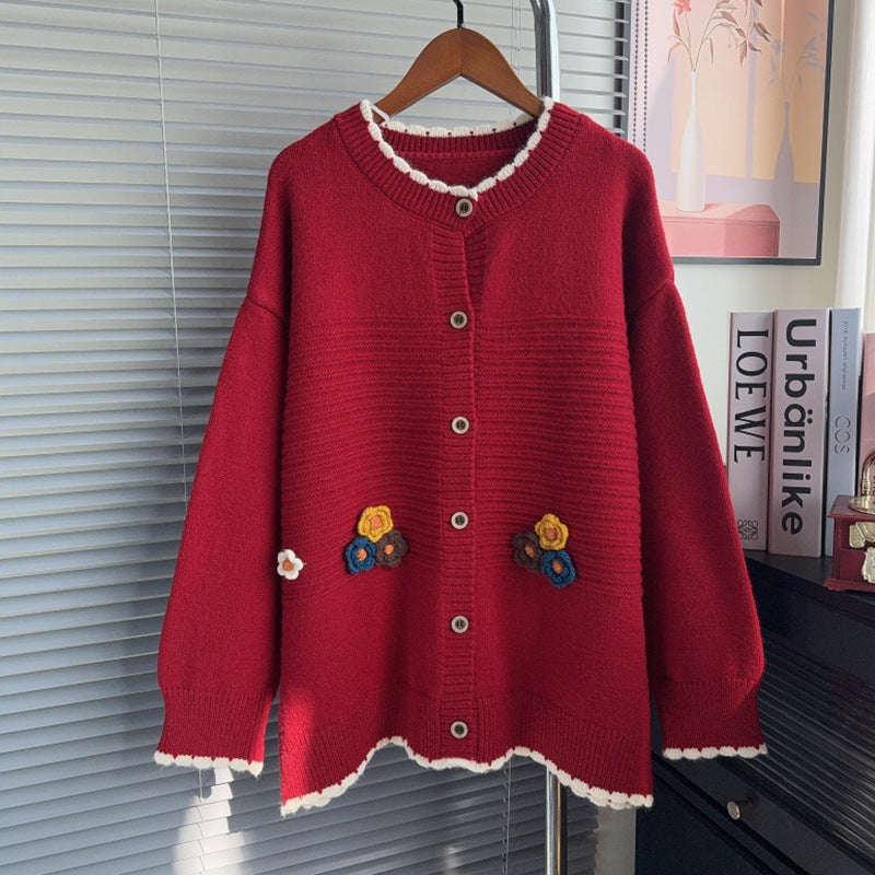 Loose hand embroidered sweater