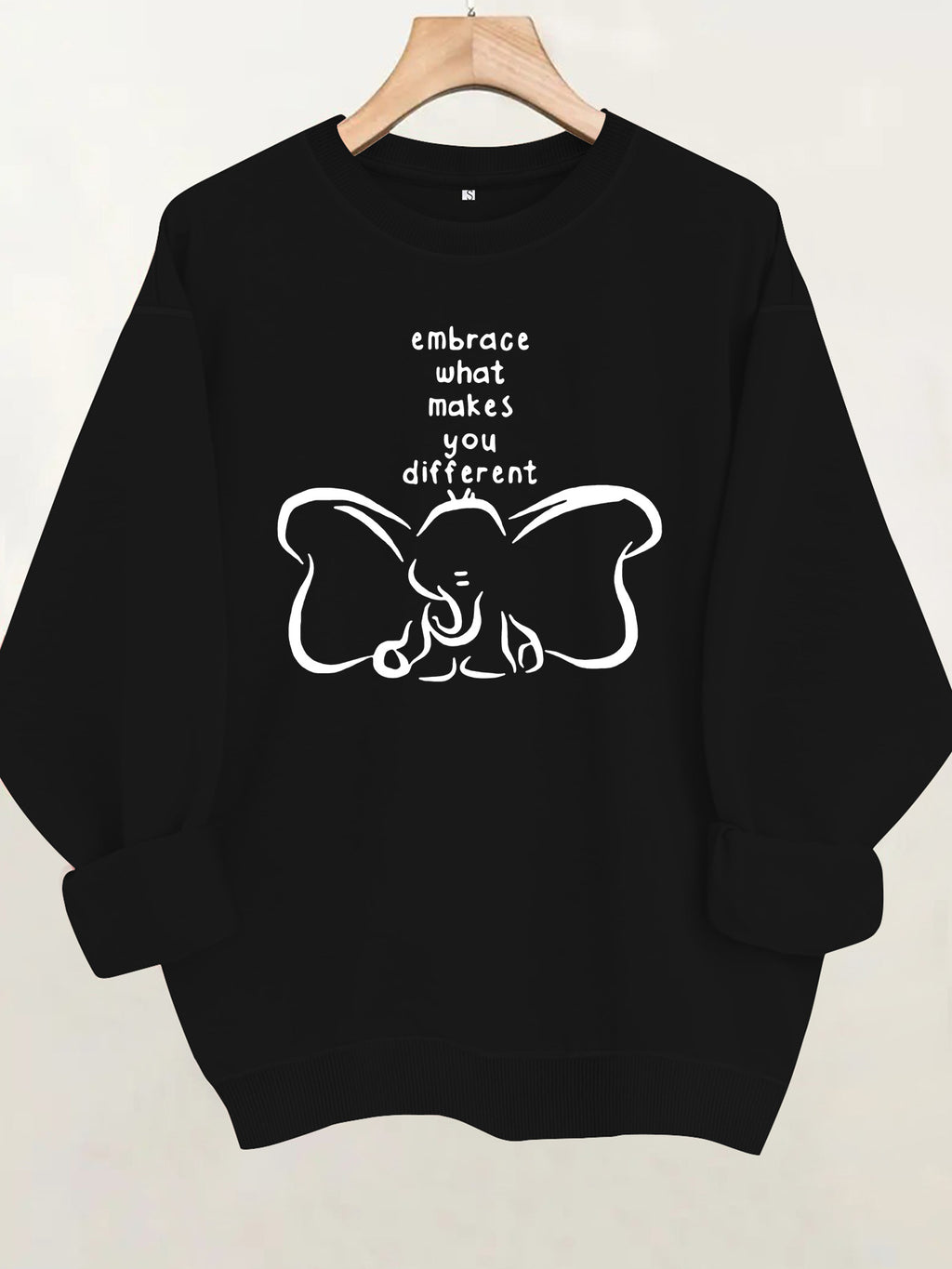 Pattern printed round neck fleece hoodie