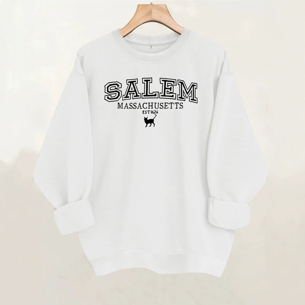 Printed loose long sleeved fleece hoodie