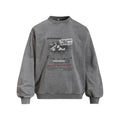 Distressed Wash Dark Silhouette Print Long Sleeve Crew Neck Men's Pullover Sweatshirt