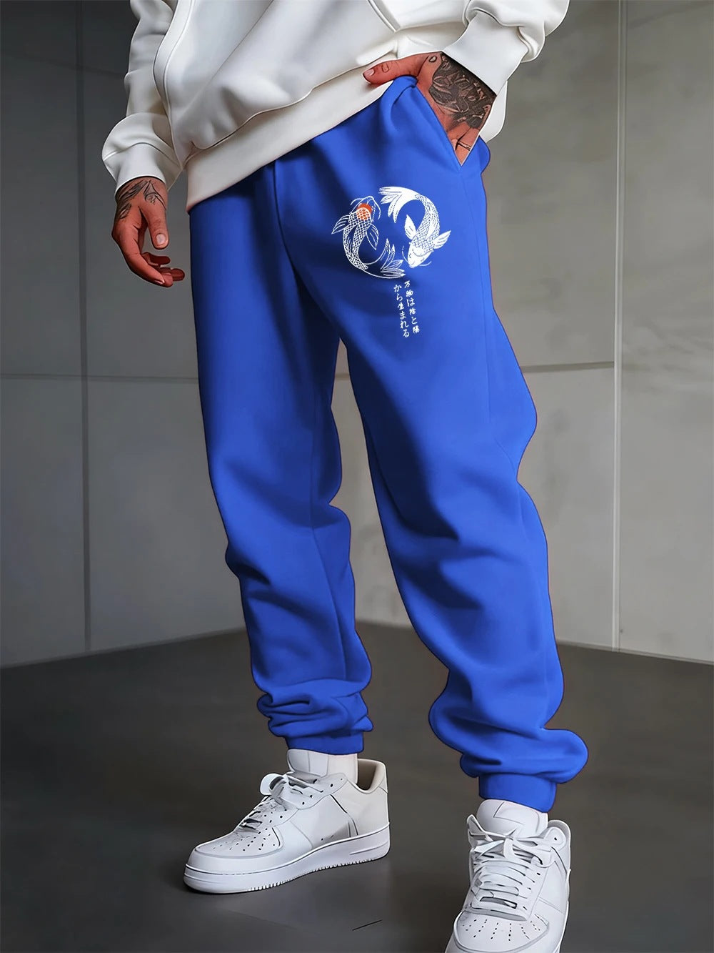 Gothic Twin Fish Print Unisex Casual Sport Sweatpants