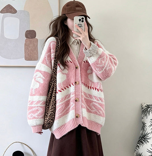Loose V-neck sweater