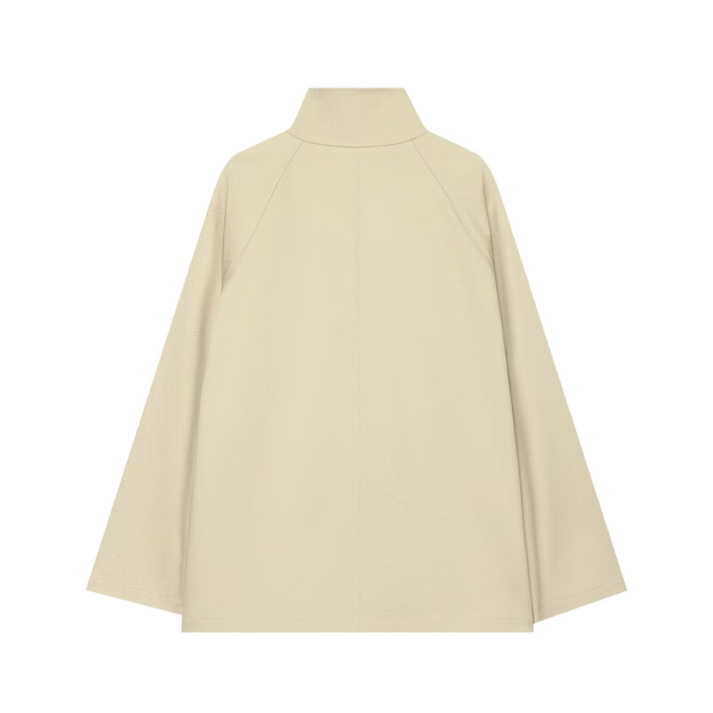 Versatile button lapel long sleeved trench coat jacket