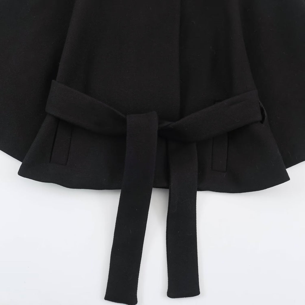 Women's loose style high neck with waistband coat jacket