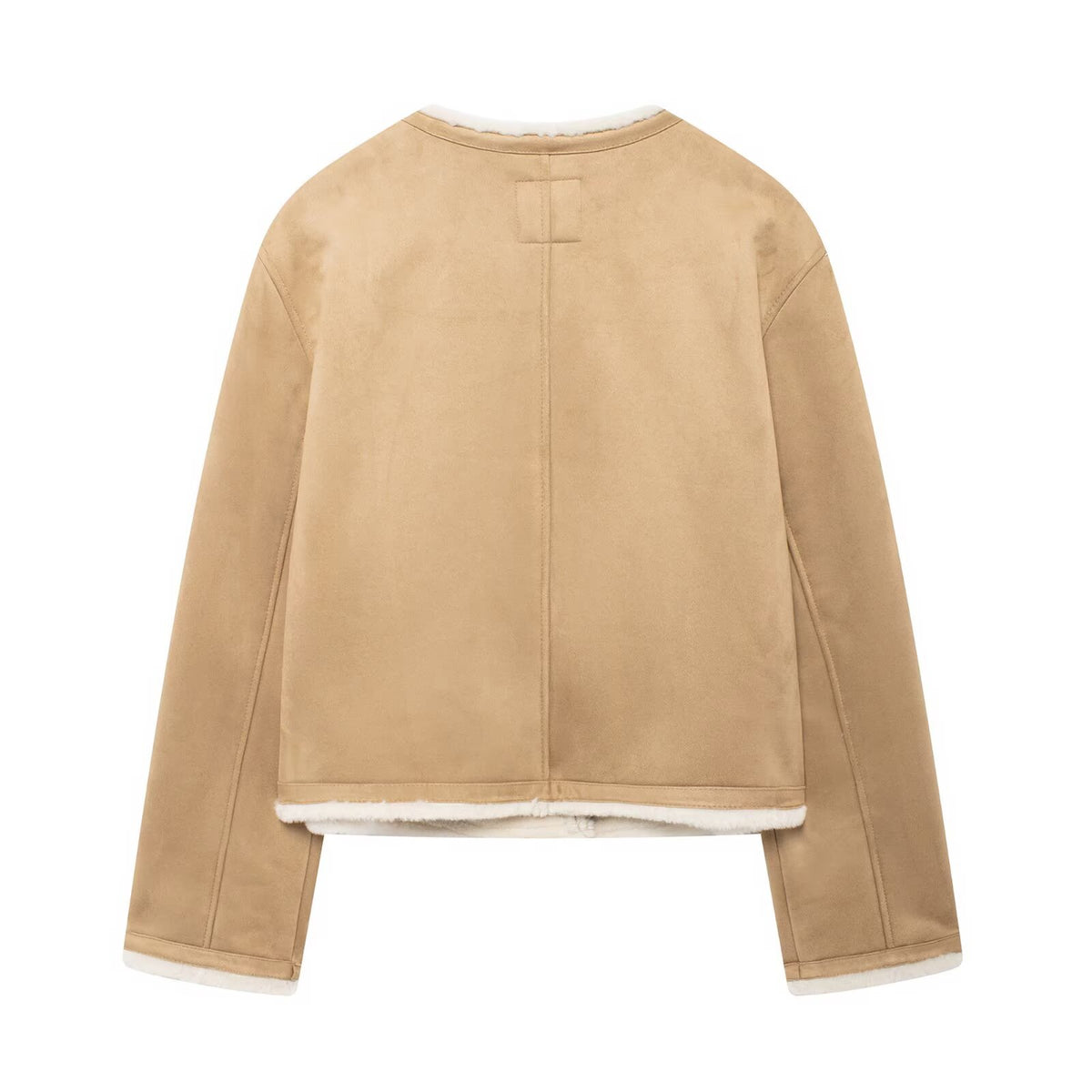 Faux Suede Reversible Round Neck Oversized Jacket