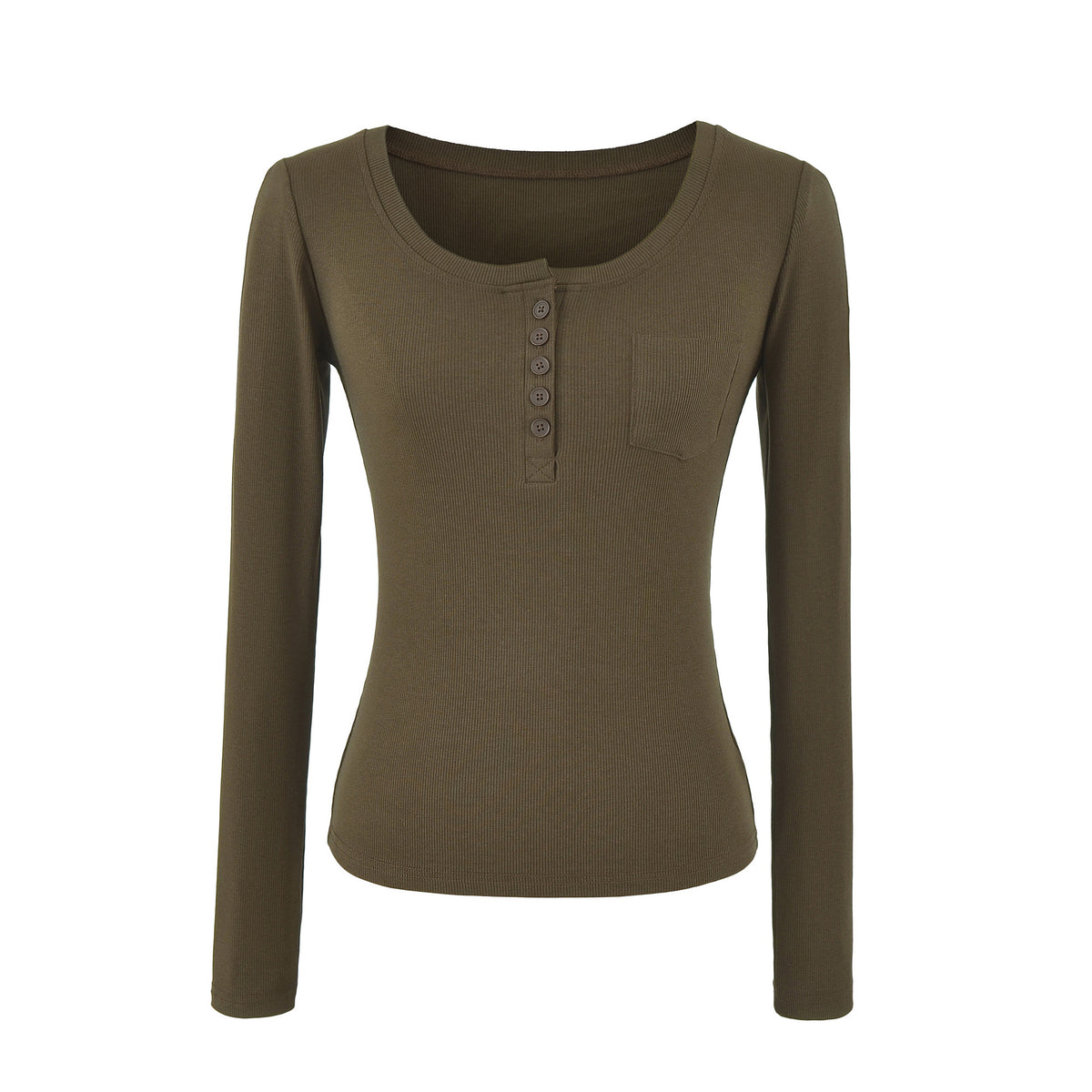 Minimalist Slim Fit Long Sleeve U-Neck T-Shirt