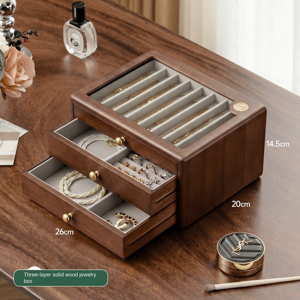 Solid wood jewelry box, jewelry storage box