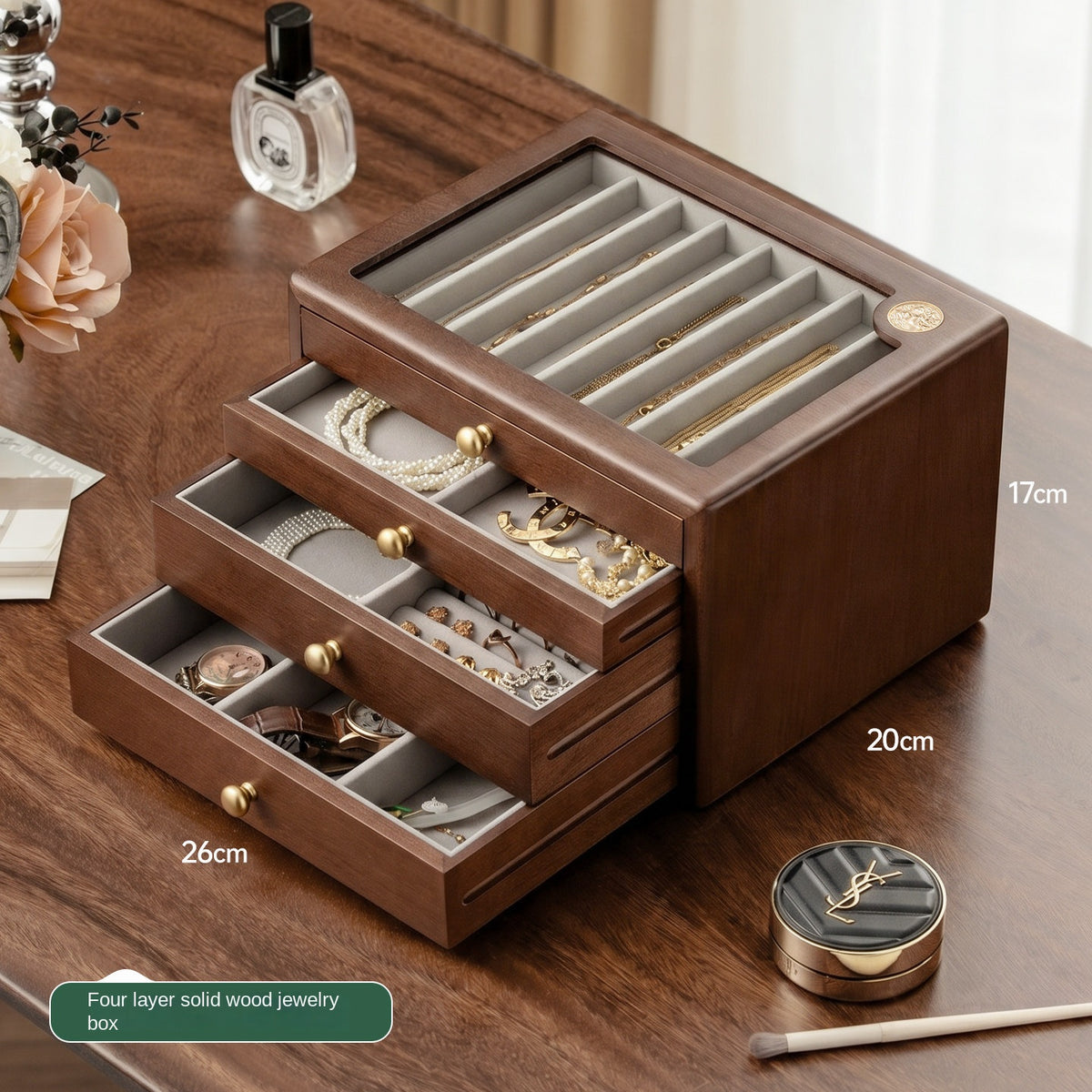 Solid wood jewelry box, jewelry storage box