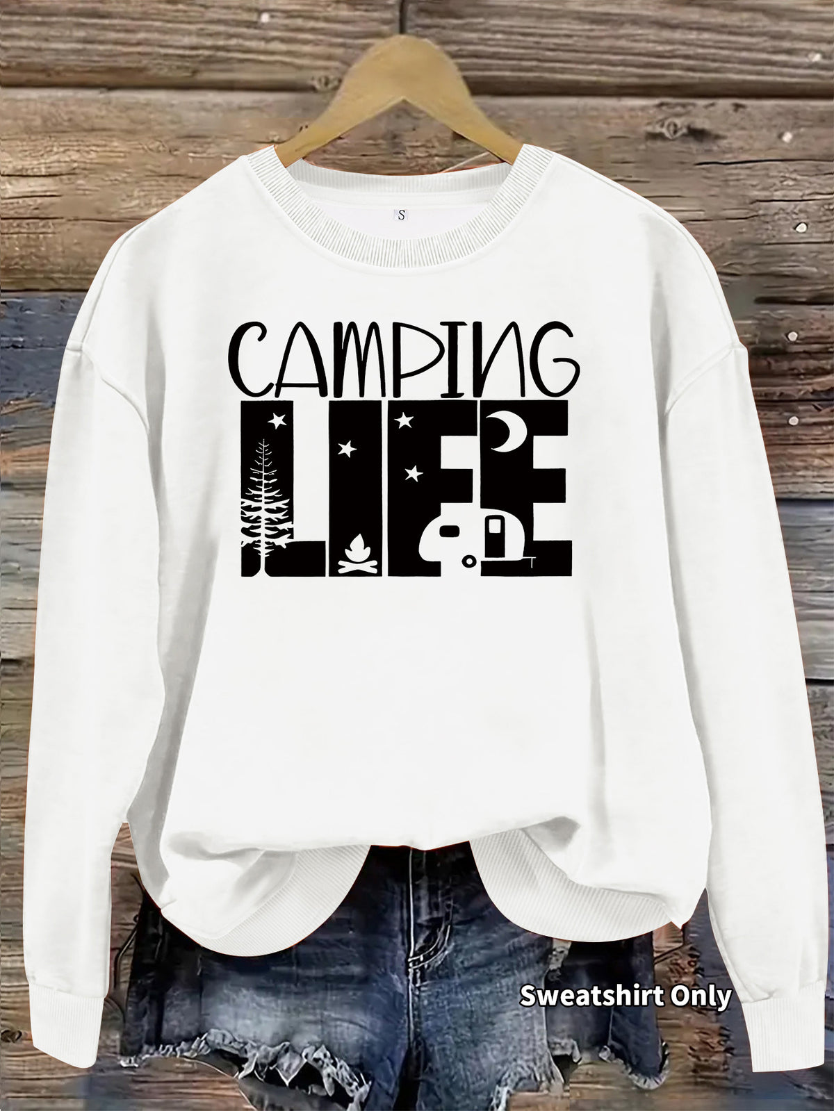 Round neck shirt with star moon letter print hoodie