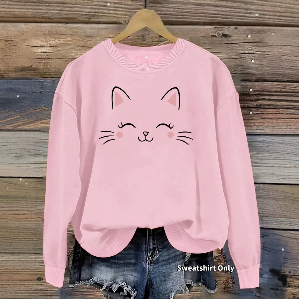 Cat face printed hoodie