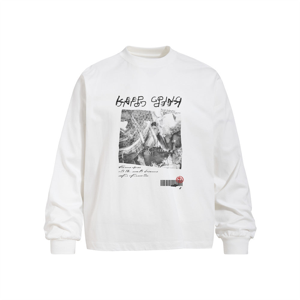 Hip Hop Character Print Long Sleeve Crew Neck Casual T-Shirt