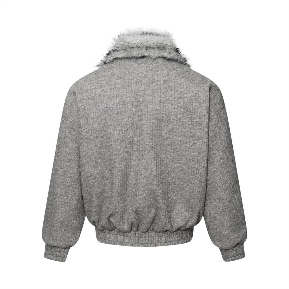 Men's Vibe Style Double-Layer High Neck Knitted Cotton Padded Jacket