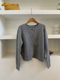 Relaxed Fit Wool Cardigan, Single-Breasted Round Neck Loose Knit Jacket