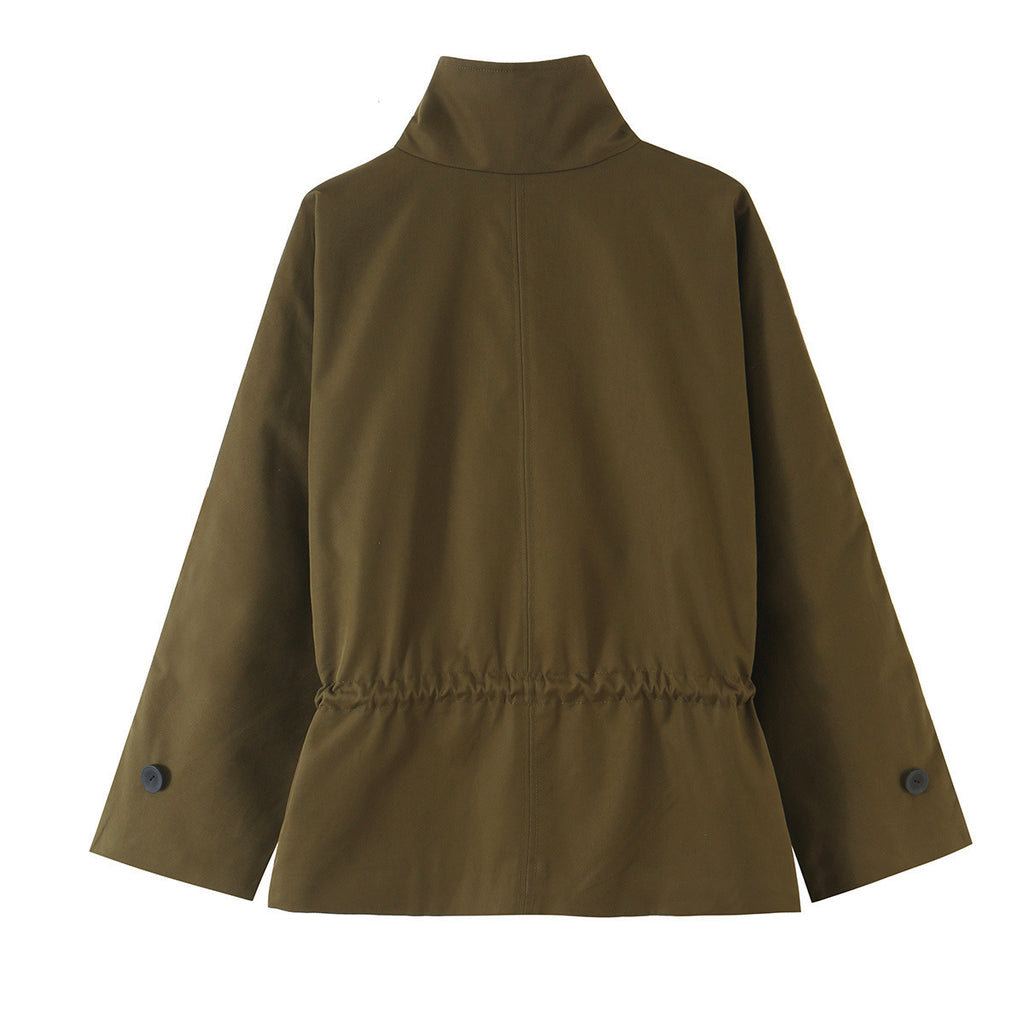 Long sleeved high neck casual loose solid color Parker jacket