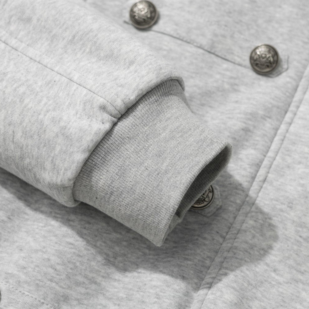 High Street Fleece Lined Double Breasted Stand Collar Loose Fit Men's Jacket