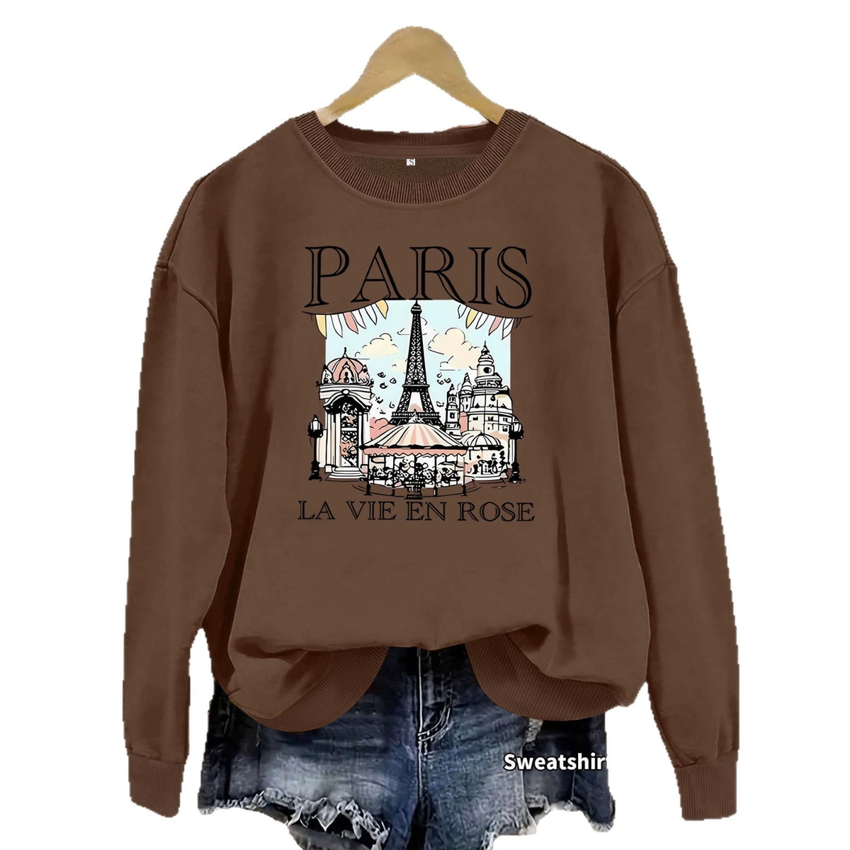 Round neck fleece hoodie for women
