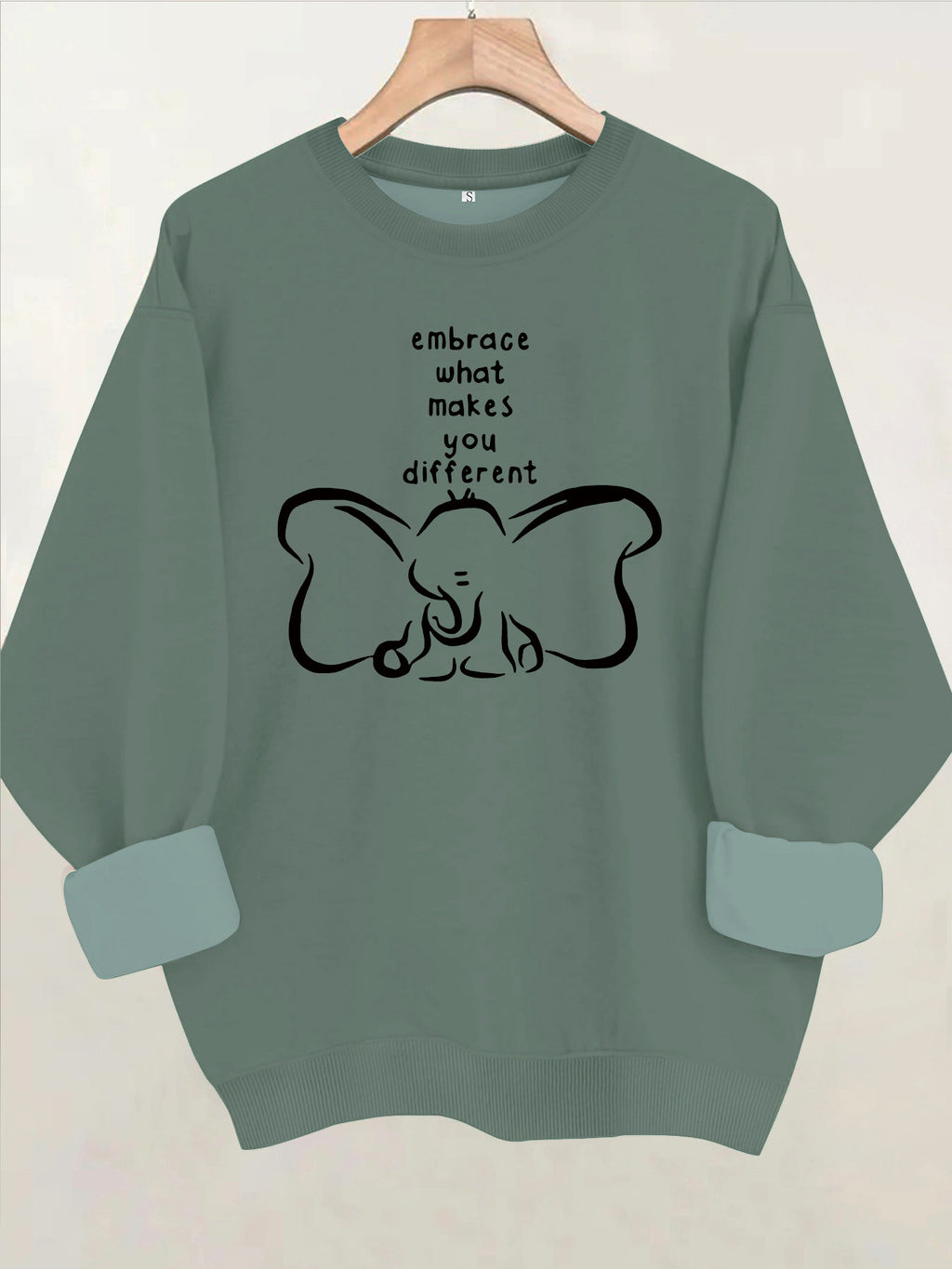 Pattern printed round neck fleece hoodie