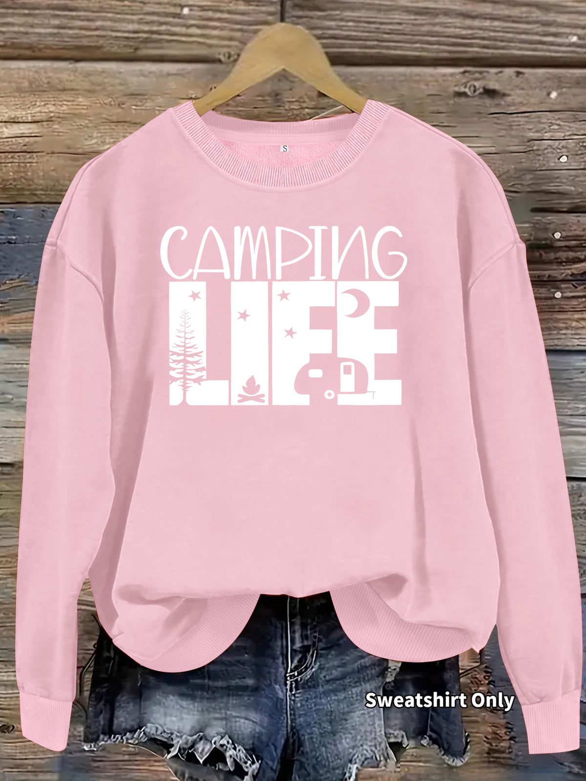 Round neck shirt with star moon letter print hoodie