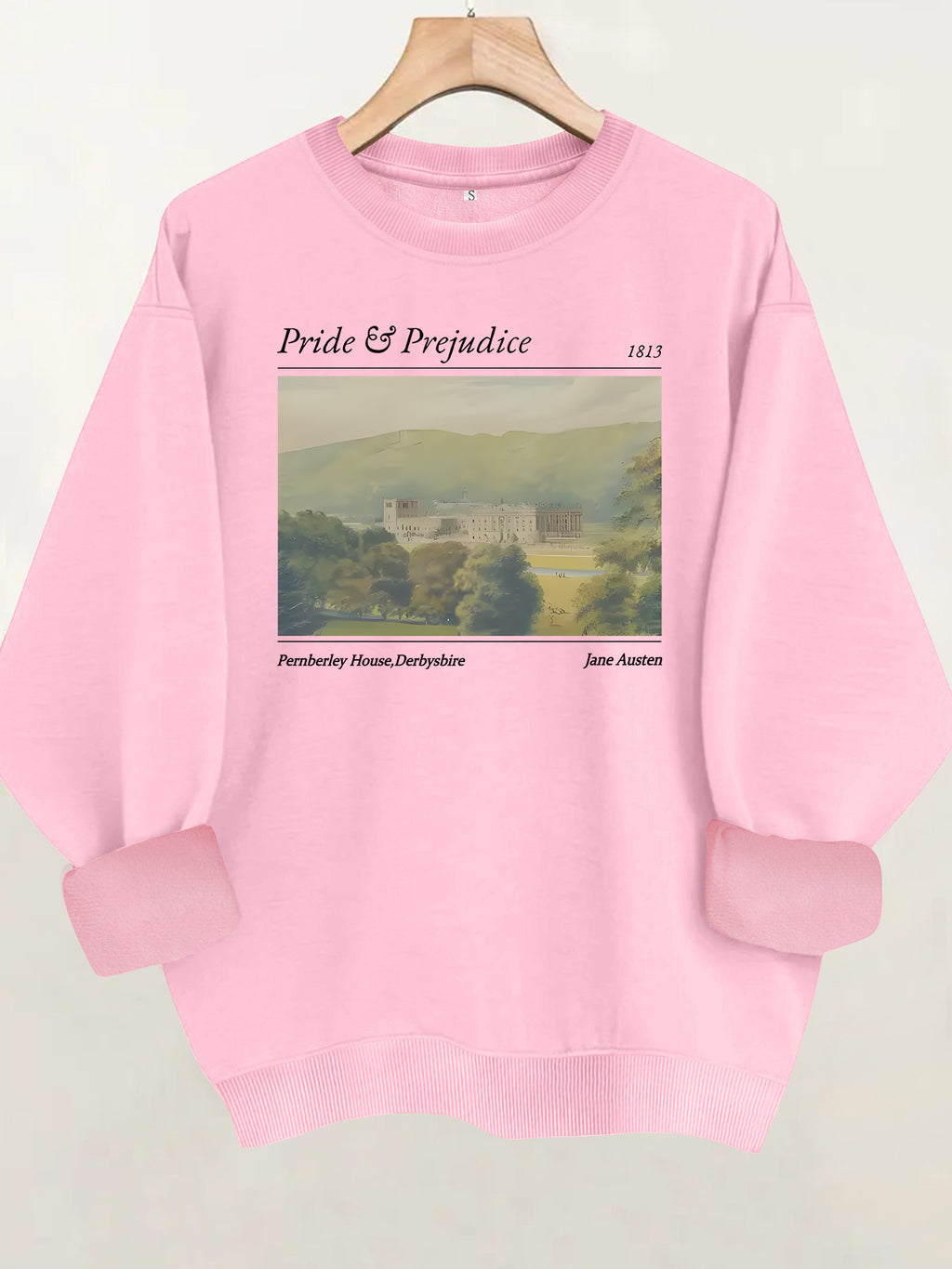Pride and Prejudice Printed Round Neck Velvet Hoodie