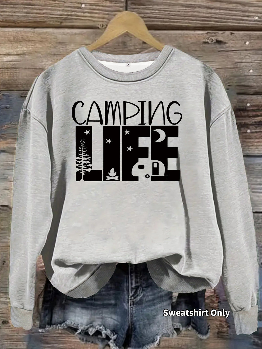 Round neck shirt with star moon letter print hoodie