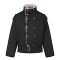 Double-Breasted Stand Collar Belted Relaxed Fit Men's Cotton Jacket